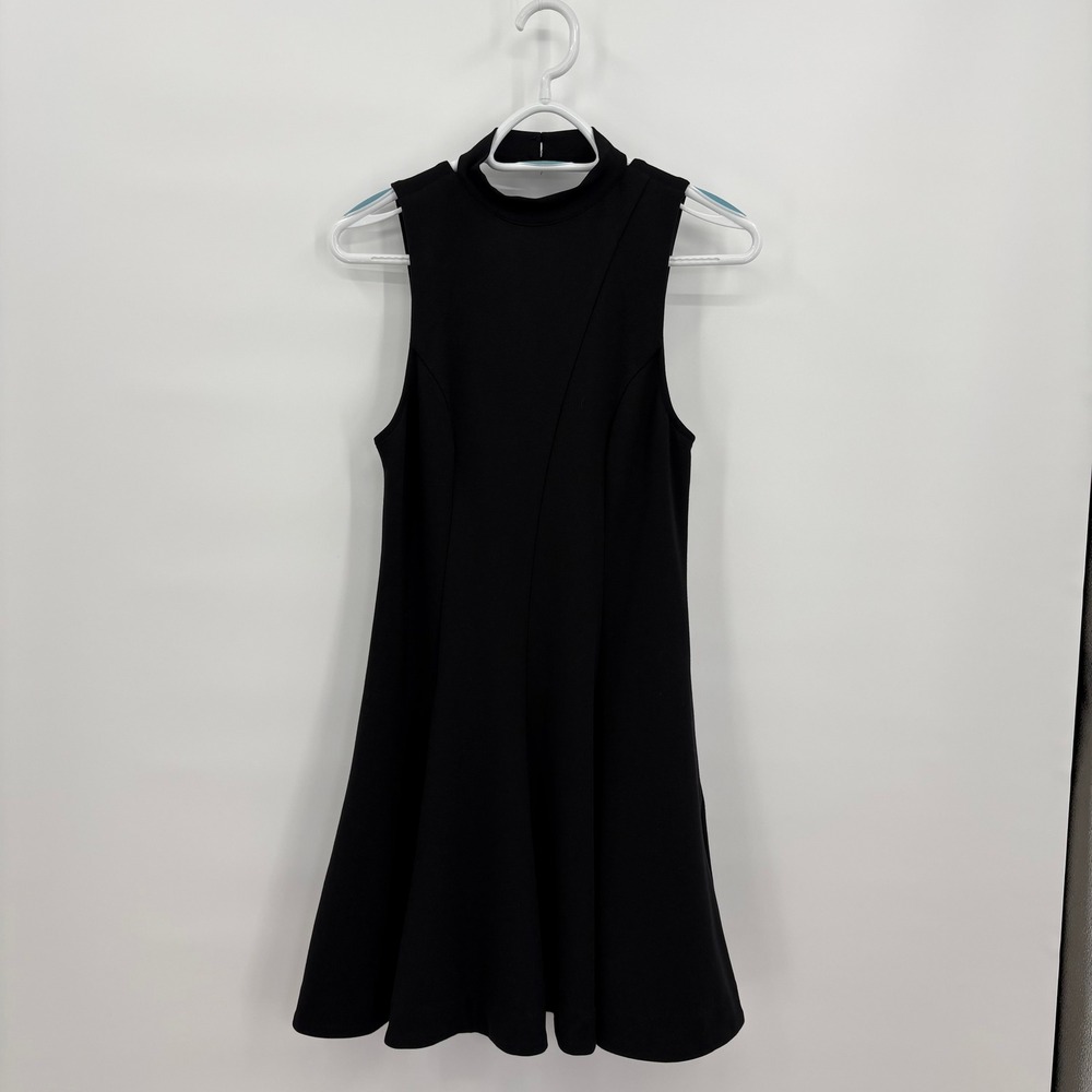 Free People Womens Black Mock Neck Sleeveless Fit & Flare Mini Dress Minimalist